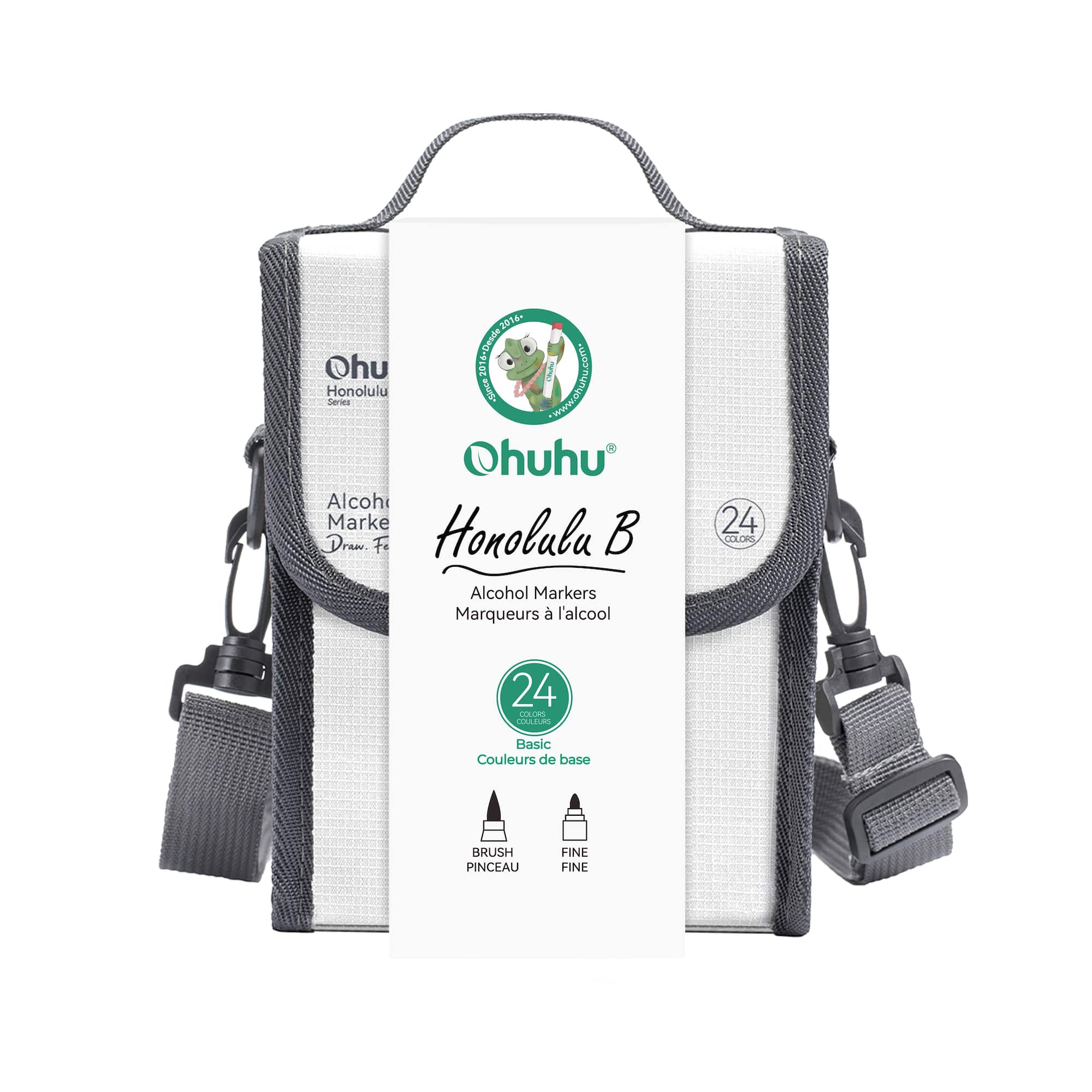 Ohuhu® Honolulu B Brush & Fine Dual Tip 24 Color Basic Marker Set
